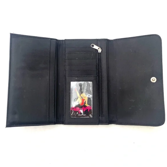 Betty Boop Leather Whip Stitch Embroidered Shoulder Tote w/Matching Wallet - Picture 13 of 16